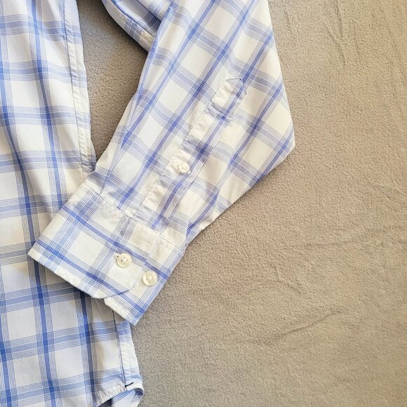 Bonobos Shirt Mens Large White and Blue Check Standard Fit Long Sleeve - Picture 5 of 13